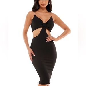 Almost Famous Women's XL Sexy Cut Out Rhinestone Straps Stretch Dress NEW
